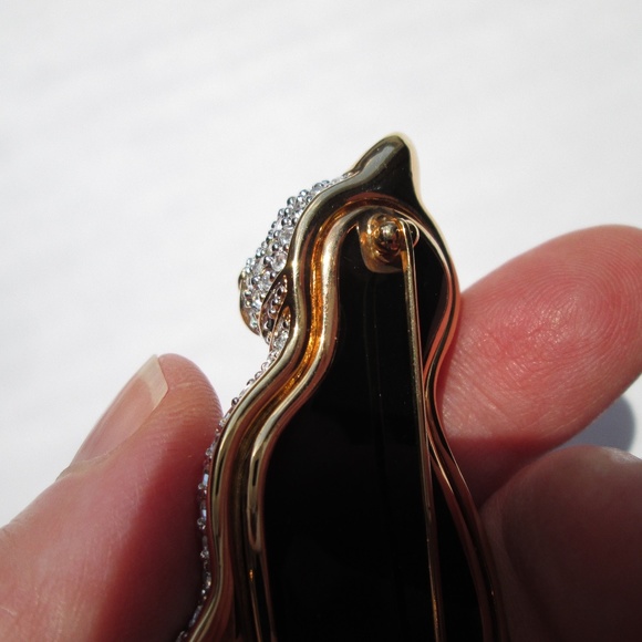 ✨🐱 Swarovski Vintage 1999 Swan Mark Rare Retired Cat Brooch Gold Tone Crystal - Picture 9 of 14